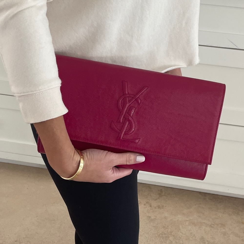 YSL patent leather clutch